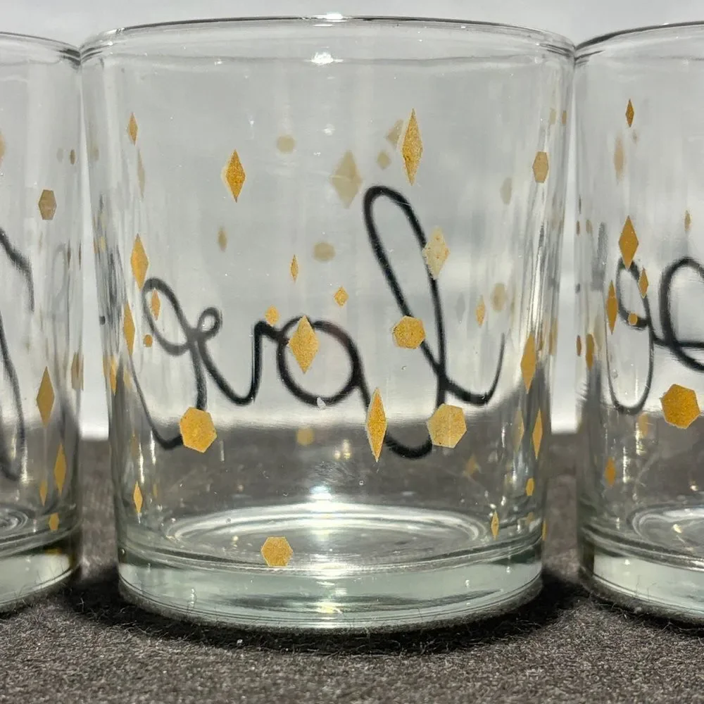 Gold and Black Glass Candle Holders Set